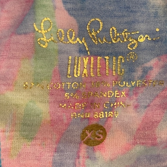 Lilly Pulitzer Luxletic Long Sleeve Shirt XS Pink Multicolor Cotton V Neck - Picture 5 of 8